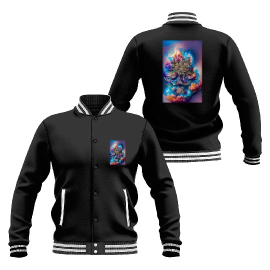 Aqua Enamelled Gooey Kaleidoscopic Nug Flower Weed Baseball Jackets