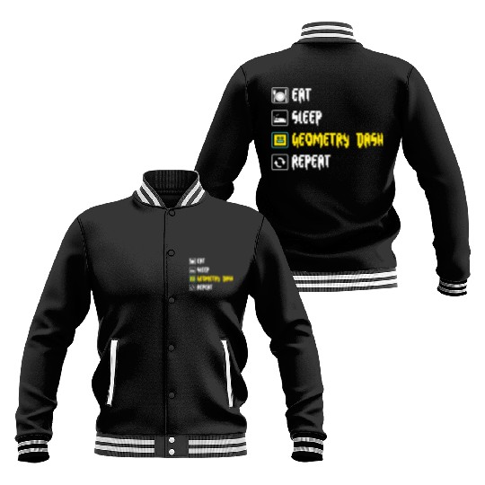 Eat sleep geometry dash repeat retro Jumper Repeat Baseball Jackets