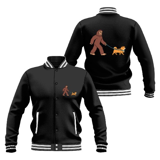 Bigfoot Sasquatch Walking Pomeranian Baseball Jackets