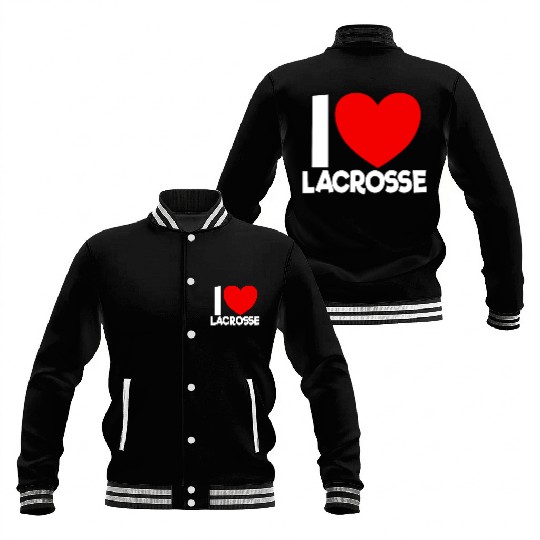 I Love Lacrosse Red Heart Lacrosse Lover Lacrosse Baseball Jackets