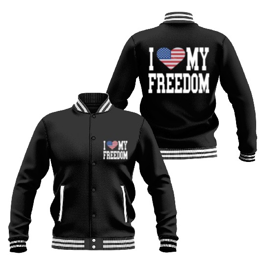 Patriotic American Flag I Heart Freedom, I Love Baseball Jackets