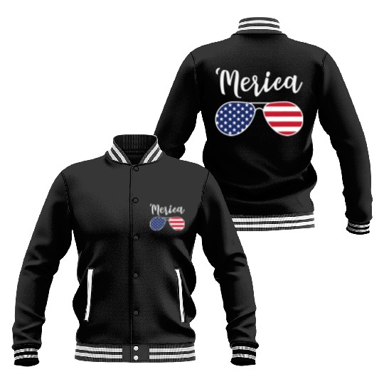 Merica Red Whie And Blue Stars Stripes Sunglasses Baseball Jackets