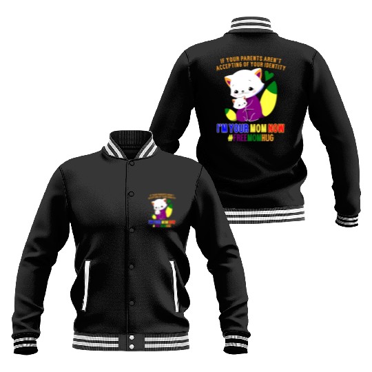 Free Mom Hugs Proud Mama Cat and Kitten Pride Baseball Jackets