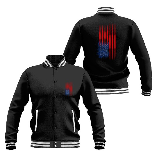 US Flag Vertical Baseball Jackets American Stars Stripes