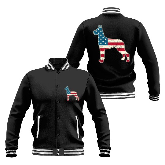 Great Dane American Flag 4th of July Baseball Jackets for Men