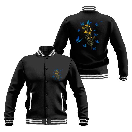 Blue Butterfly Wildflower Women Garden Flowers Baseball Jackets