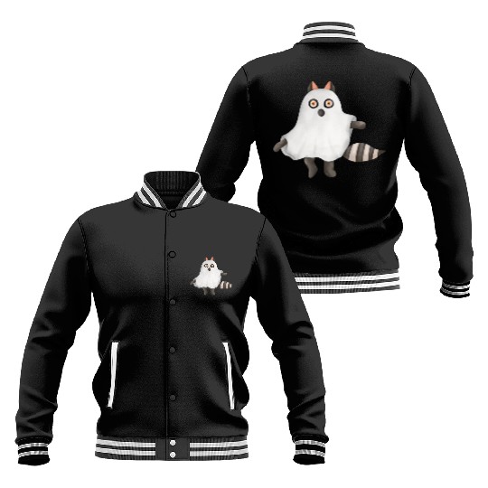 Raccoon in ghost Halloween costume Baseball Jackets