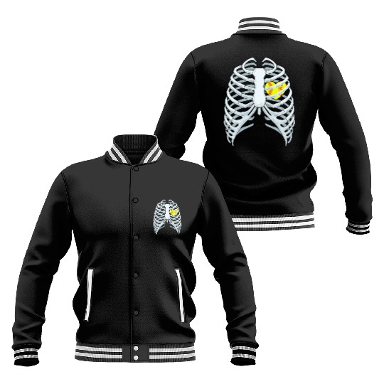 Funny Softbal Heart Skeleton Rib Cage Halloween Baseball Jackets