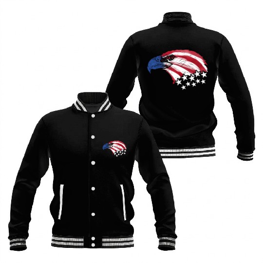 Bald Eagle US Flag Colors Patriotic 4th Of July Baseball Jackets