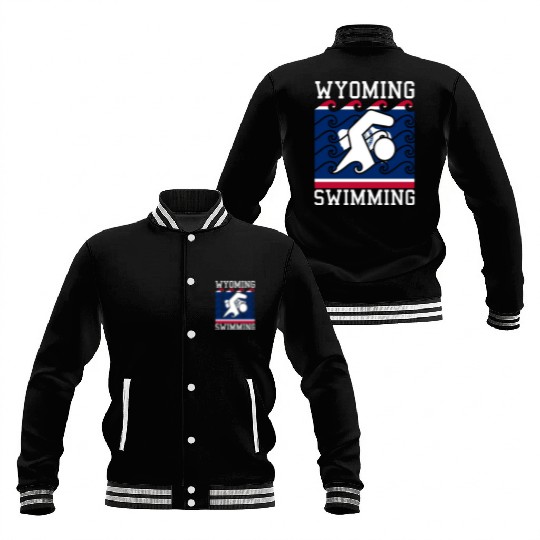 Wyoming Flag Swimming Team Swim Swimmer US State Baseball Jackets