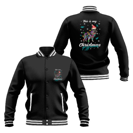 Winter Christmas Pyjama German Shepherd Dog Baseball Jackets