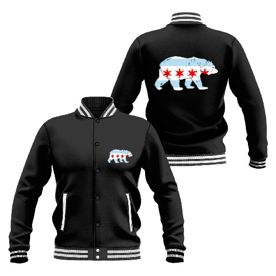 City Of Chicago Flag Bear Lover Classic Baseball Jackets