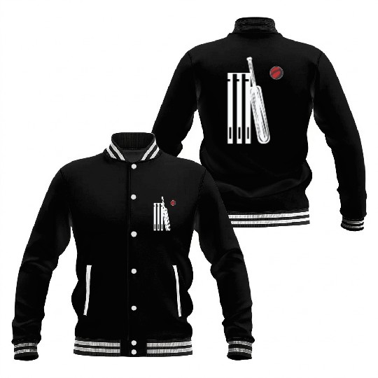 Cricket Wicket Bat and Ball Baseball Jackets