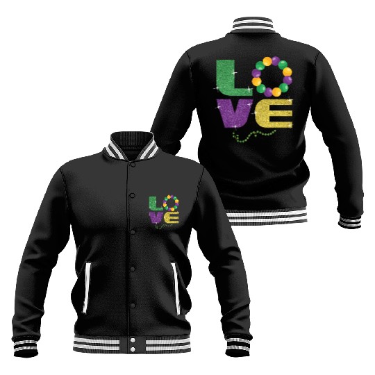 Love New Orleans Festival Parade Beads Mardi Gras Baseball Jackets