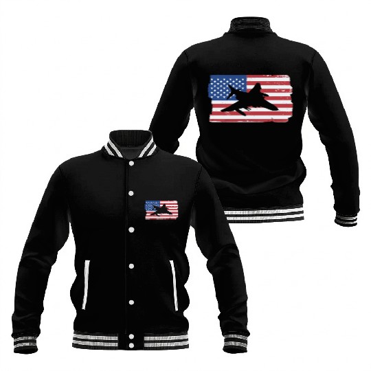 F-4 Phantom Fighter Jet American Flag F4 Phantom Baseball Jackets