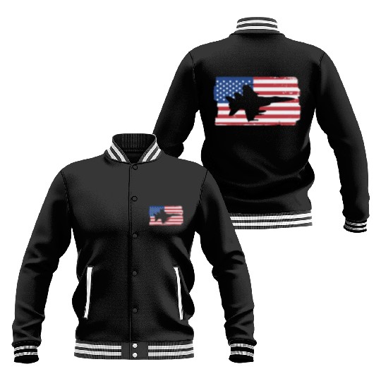 F-18 Hornet Fighter Jet American Flag F18 Hornet Baseball Jackets