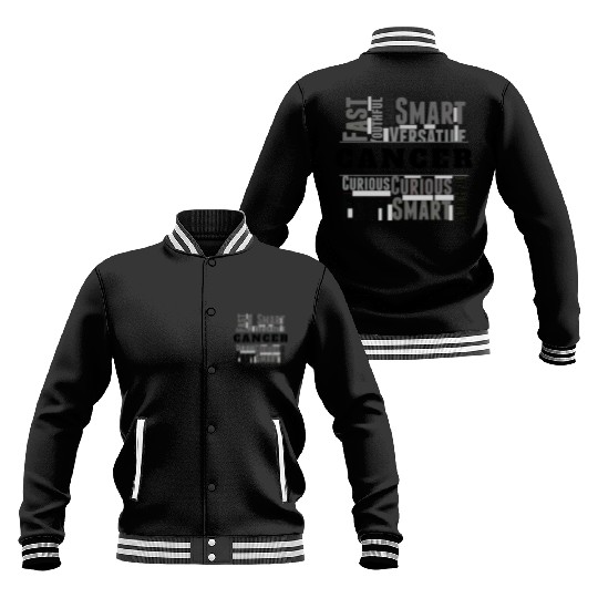 Cancer Zodiac Star Sign Word Cloud Square Monochro Baseball Jackets