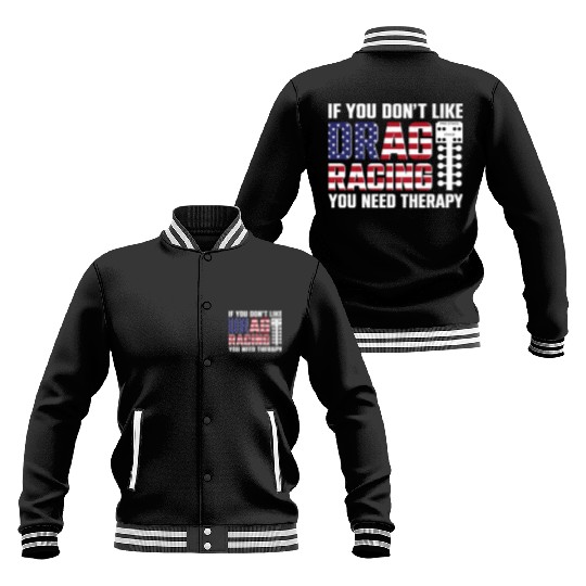 Drag Racing Race Car Flag Vintage Baseball Jackets