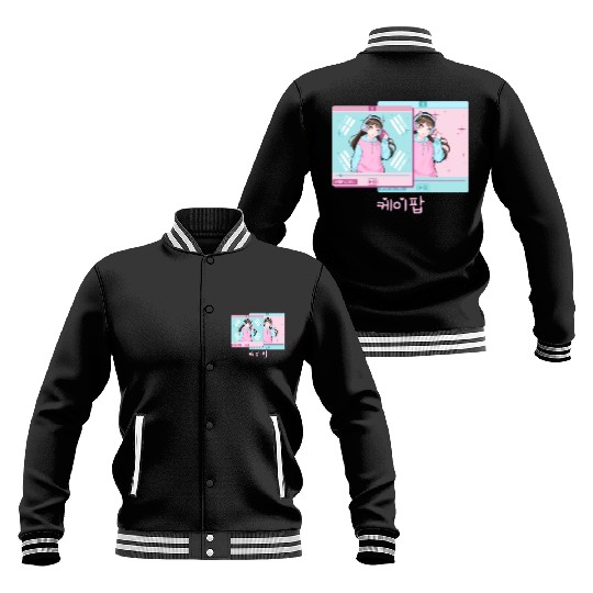 Cute Anime Kpop Girl Vaporwave Aesthetic Baseball Jackets