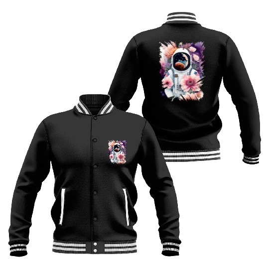 watercolor floral asronaut Baseball Jackets