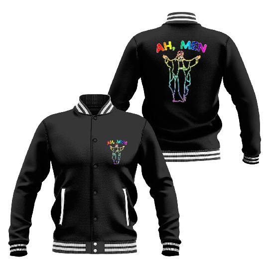 LGBTQ Jesus Baseball Jackets Religious Ah, MEN Baseball Jackets