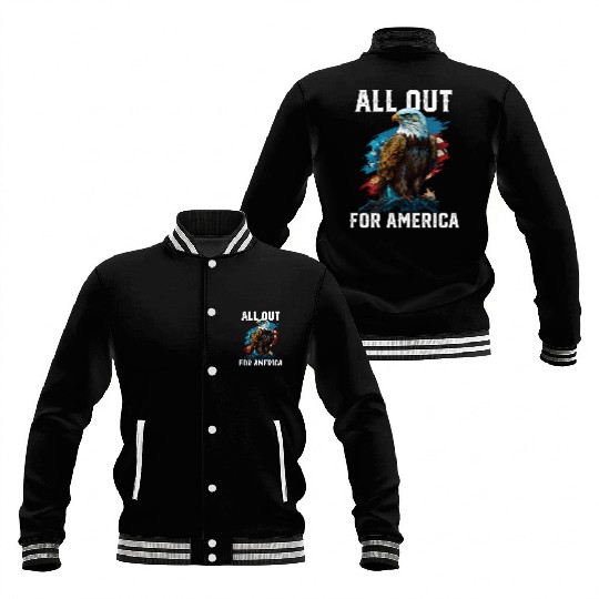 All Out for America American Bald Eagle America Baseball Jackets