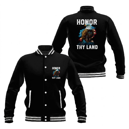 Honor Thy Land American Bald Eagle America USA Baseball Jackets