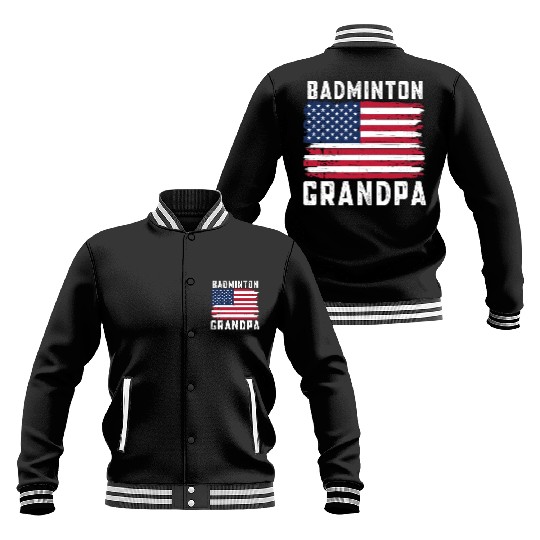 Badminton Grandpa American Flag July Baseball Jackets
