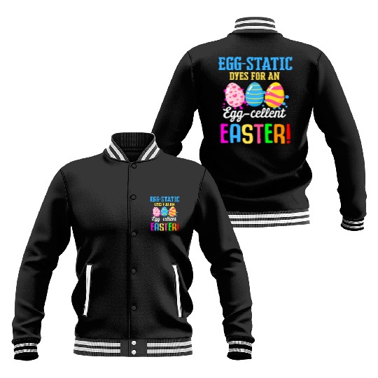 Easter Colorful Egg Dye Rabbit Egg Hunt Baseball Jackets