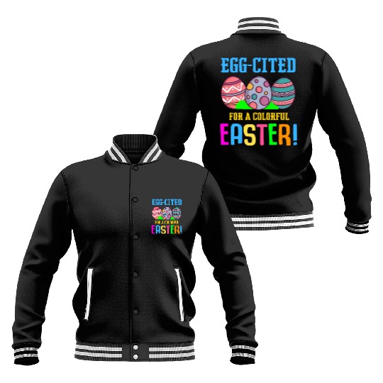 Easter Colorful Egg Dye Rabbit Egg Hunt Baseball Jackets