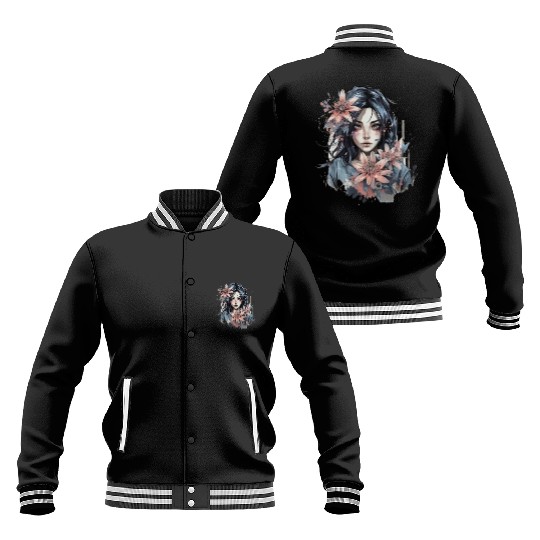 Japanese Spider Lily Soft Anime Aesthetic Flower Baseball Jackets
