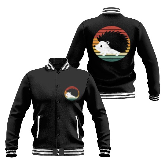 Hedgehog Lover - Vintage Sunset Hedgehog Baseball Jackets
