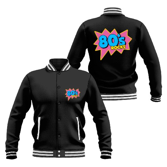 90s 80s Rocks Neon Rubic Cube Cassette Tape Baseball Jackets