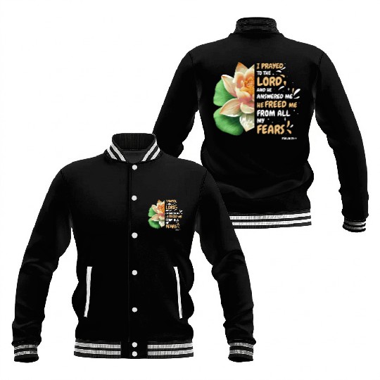 Freed Me From Fear Water Lilly Flower Bible Verse Baseball Jackets