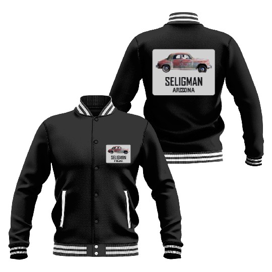 Old car city of Seligman in Arizonna, US Route 66 Baseball Jackets