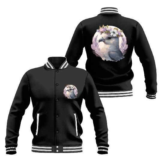 Cute Fulmar Bird Flower Crown Floral Tropical Bird Baseball Jackets