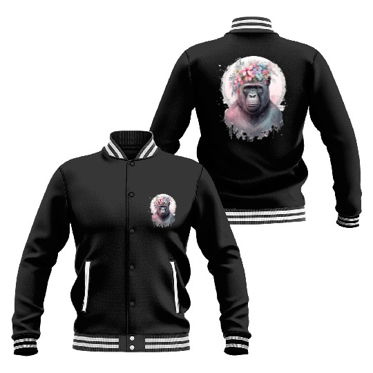 Cute Gorilla Flower Crown Africa Animal Lover Baseball Jackets
