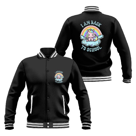 Funny Back to School Kawaii Rainbow Unicorn Baseball Jackets