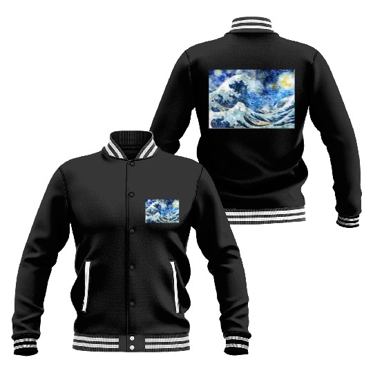 Great Wave During a Starry Night Click on Artist Baseball Jackets
