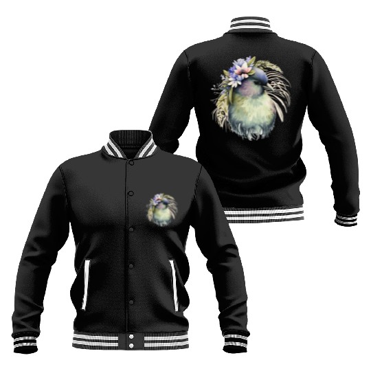 Cute Kiwi Bird Flower Crown Floral Exotic Birds Baseball Jackets