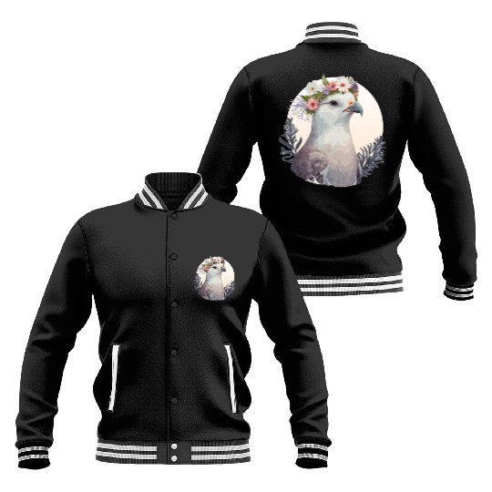 Cute Fulmar Bird Flower Crown Floral Tropical Bird Baseball Jackets