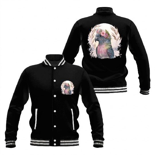 Watercolor Pionus Parrot Bird Flower Crown Pet Bir Baseball Jackets