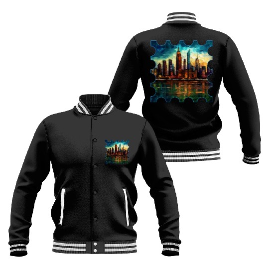 New York skyline Reverie A Symphony of Dreams Baseball Jackets