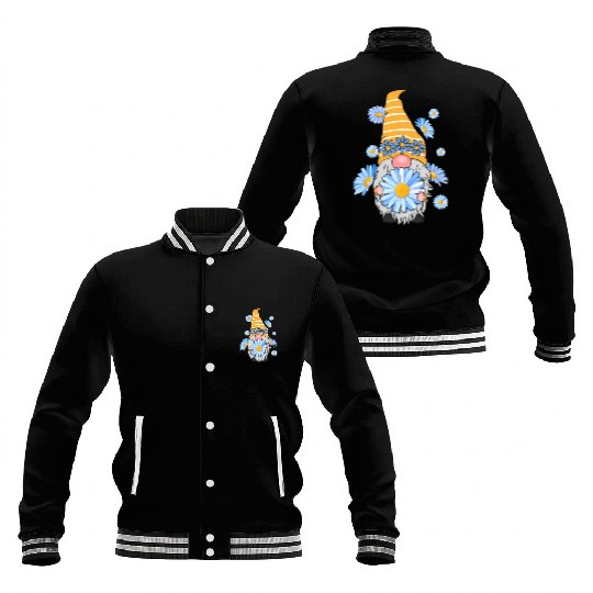Z4R8 Daisy Gnomes Floral Gnomes Spring Baseball Jackets
