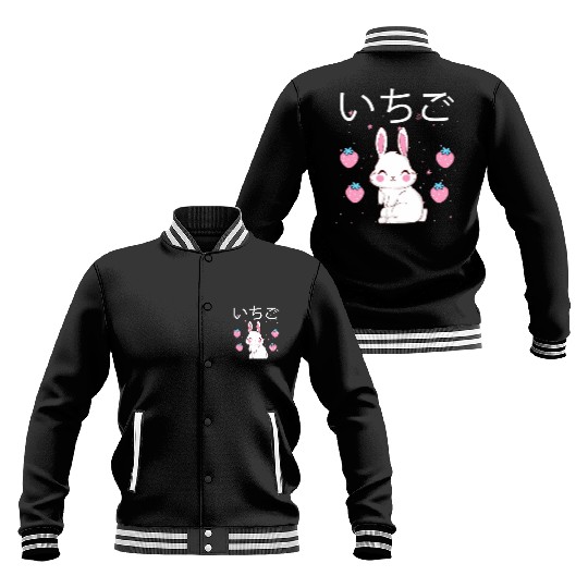 Strawberry Milk Bunny Aesthetic Vaporwave Anime Baseball Jackets