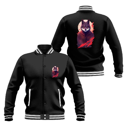 Ninja Style: The Cute Wolf Face with a Twist of Me Baseball Jackets