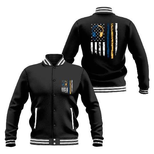 Gold Blue Line 911 Police Dispatcher First Baseball Jackets