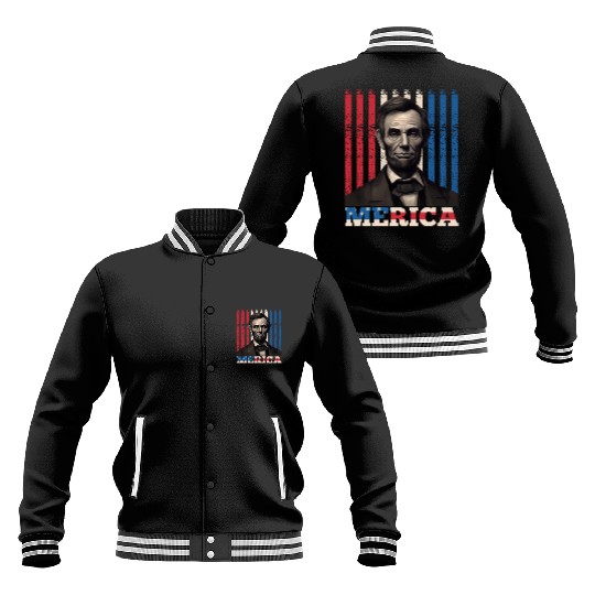 Merica Lincoln Independence Day Party 4th July Baseball Jackets