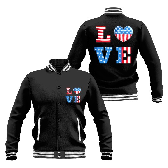 LOVE America Independence Day USA Patriots Baseball Jackets
