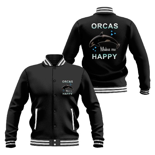 Orcas Make Me Happy Killer Whale Baseball Jackets